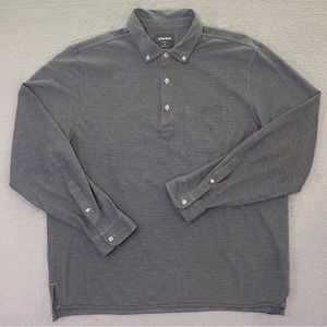 Bonobos Mens Large Gray Polo Long Sleeve Shirt 100% Pima Cotton Standard Fit